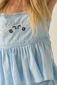 Petal Party Floral-Embroidered Babydoll Tank Top - ShopPromesa
