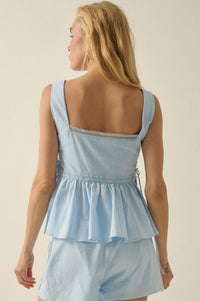 Petal Party Floral-Embroidered Babydoll Tank Top - ShopPromesa