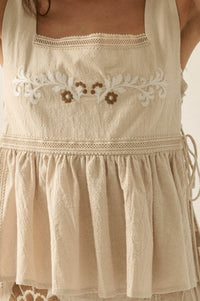 Petal Party Floral-Embroidered Babydoll Tank Top - ShopPromesa