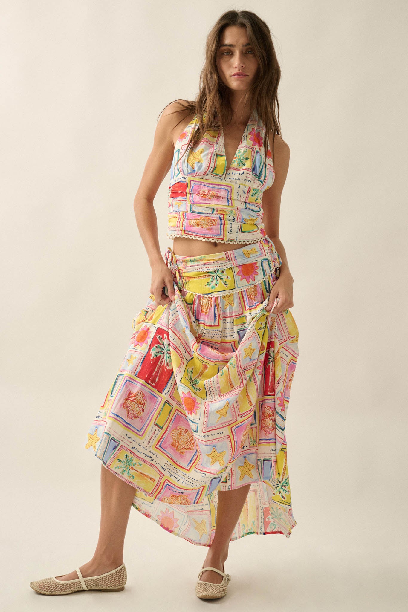 Almost Paradise Tropical-Print Cropped Halter Top - ShopPromesa