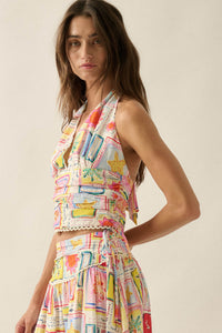 Almost Paradise Tropical-Print Cropped Halter Top - ShopPromesa
