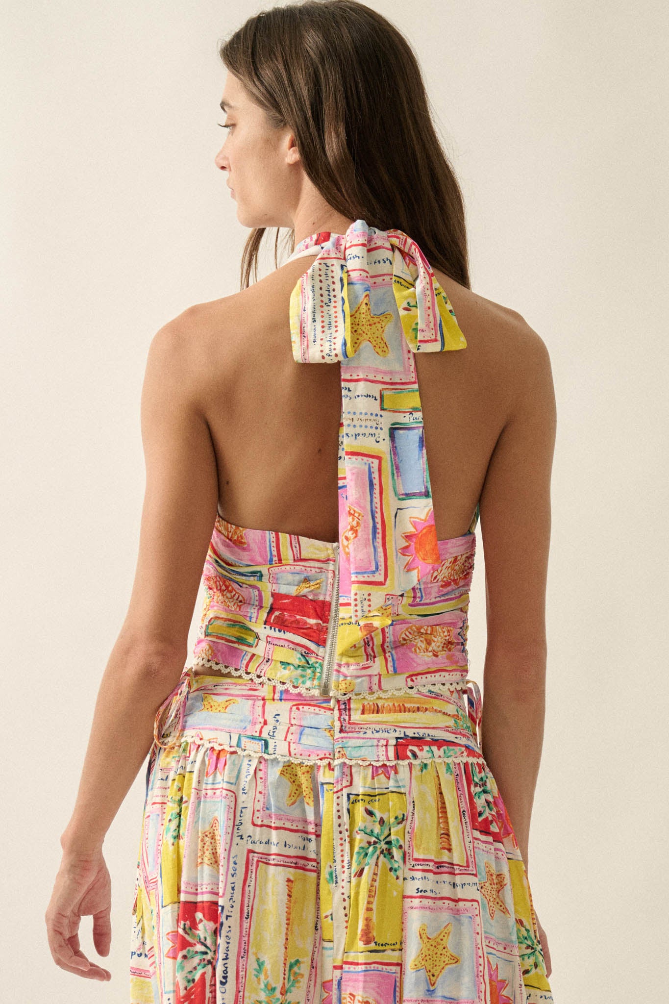 Almost Paradise Tropical-Print Cropped Halter Top - ShopPromesa
