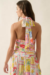 Almost Paradise Tropical-Print Cropped Halter Top - ShopPromesa