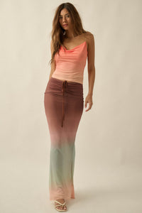 Sunset Glow Ombre Mesh Cowl-Neck Cami Top - ShopPromesa
