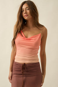 Sunset Glow Ombre Mesh Cowl-Neck Cami Top - ShopPromesa