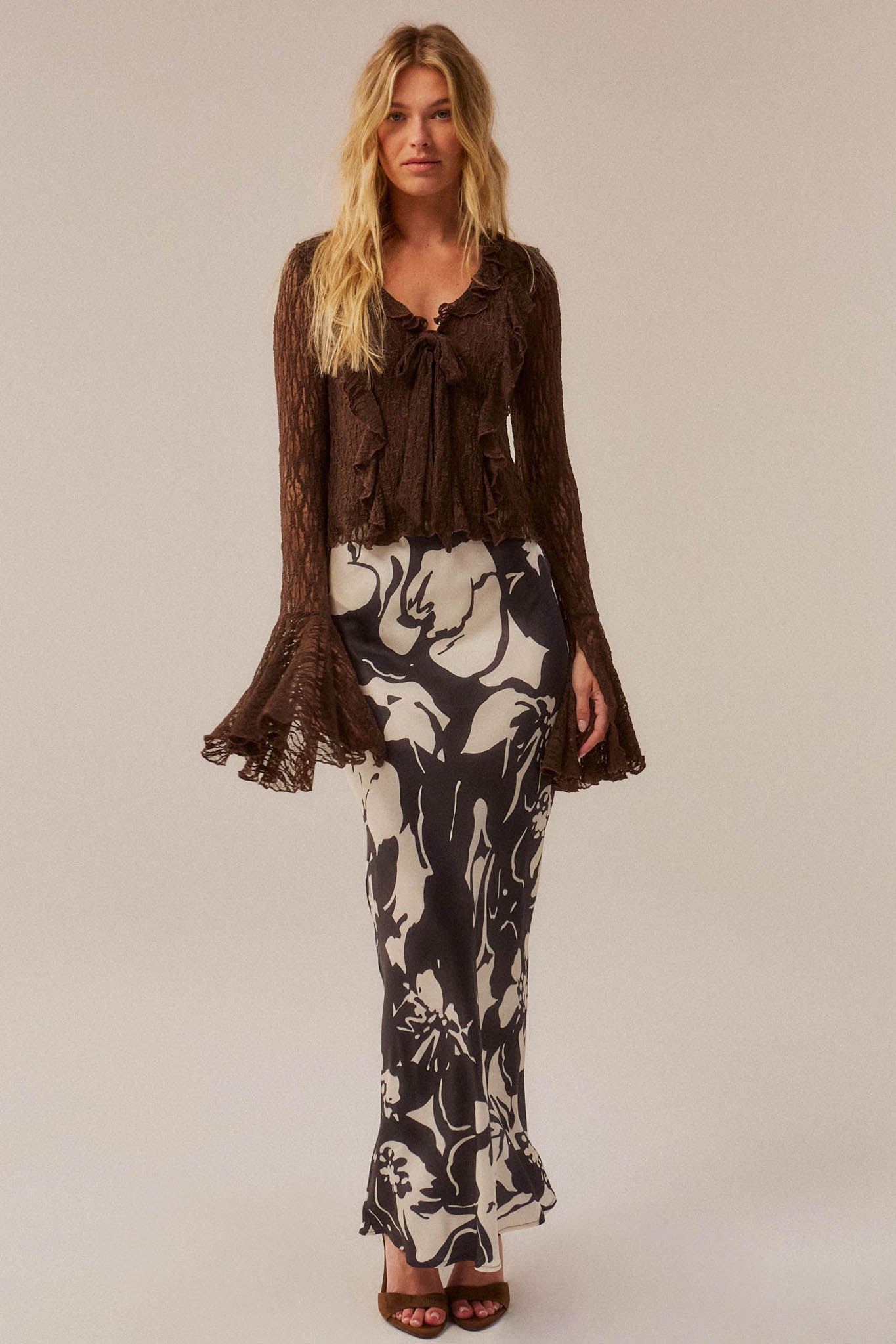Frill Me Up Lace Ruffled V-Neck Bell-Sleeve Top - ShopPromesa