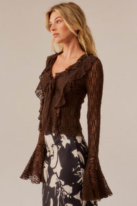 Frill Me Up Lace Ruffled V-Neck Bell-Sleeve Top - ShopPromesa