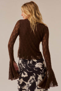 Frill Me Up Lace Ruffled V-Neck Bell-Sleeve Top - ShopPromesa