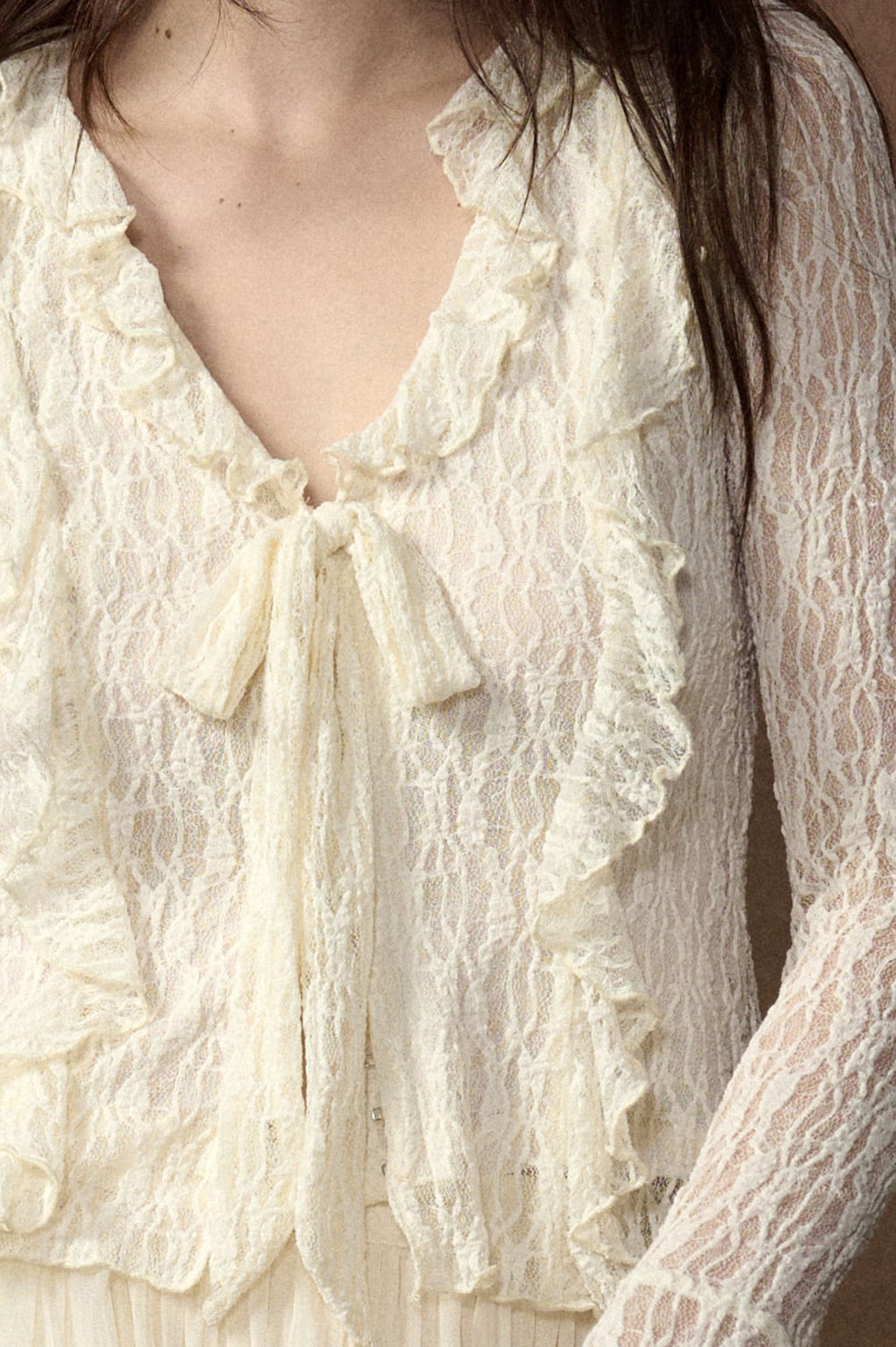 Frill Me Up Lace Ruffled V-Neck Bell-Sleeve Top - ShopPromesa