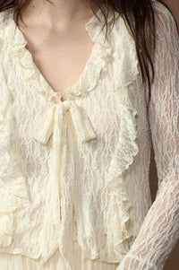 Frill Me Up Lace Ruffled V-Neck Bell-Sleeve Top - ShopPromesa