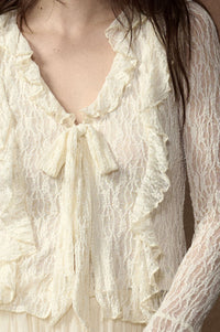 Frill Me Up Lace Ruffled V-Neck Bell-Sleeve Top - ShopPromesa