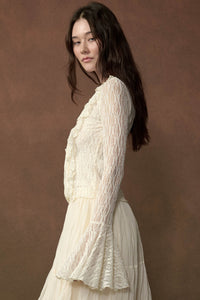 Frill Me Up Lace Ruffled V-Neck Bell-Sleeve Top - ShopPromesa