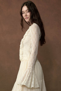 Frill Me Up Lace Ruffled V-Neck Bell-Sleeve Top - ShopPromesa