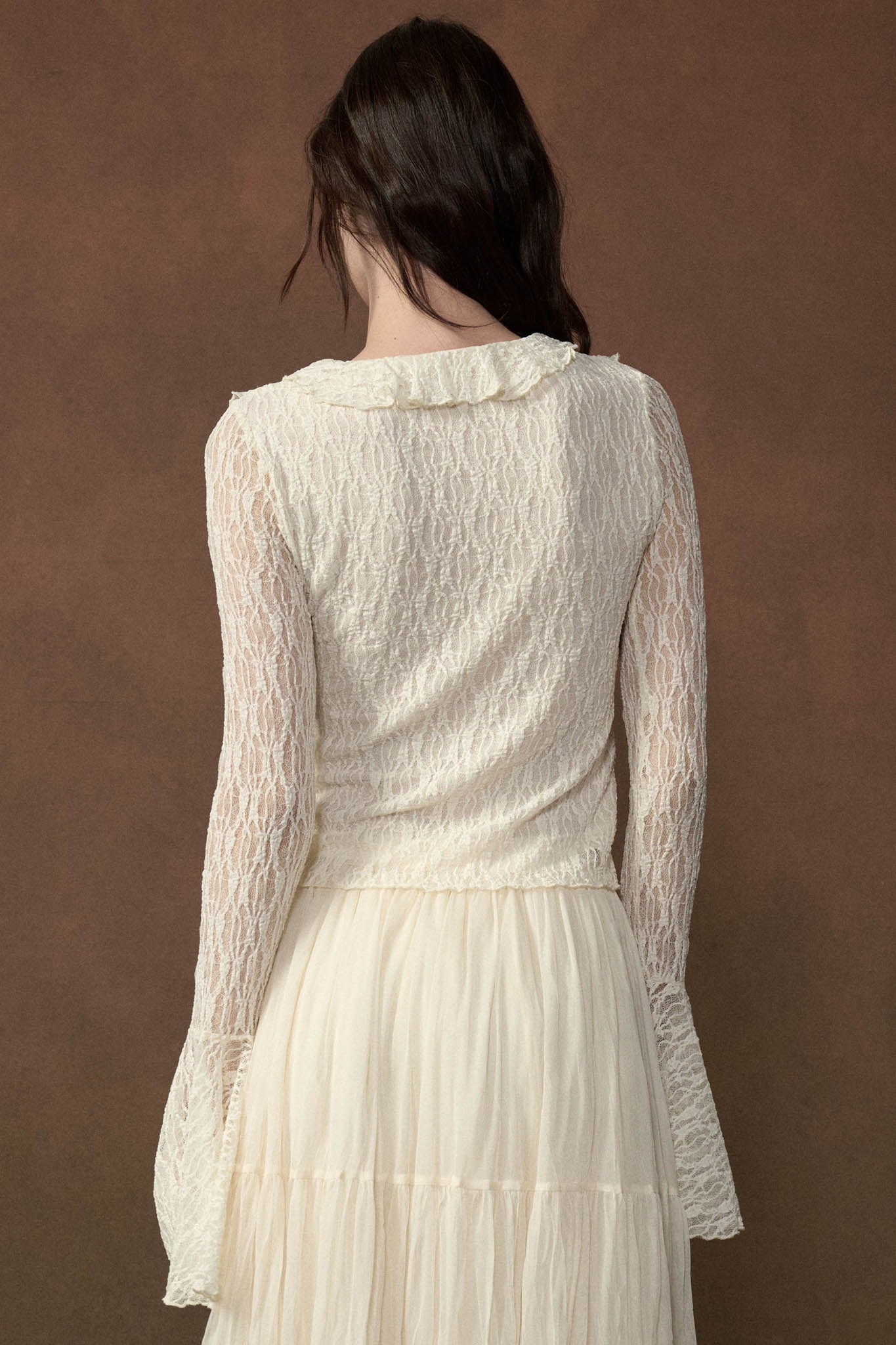 Frill Me Up Lace Ruffled V-Neck Bell-Sleeve Top - ShopPromesa