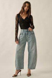 Secret Crush Floral Lace Sheer-Back V-Neck Bodysuit - ShopPromesa