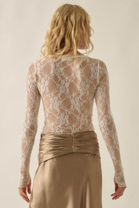 Secret Crush Floral Lace Sheer-Back V-Neck Bodysuit - ShopPromesa