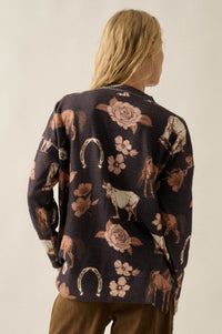 Open Range Western-Print Drop-Shoulder Sweater - ShopPromesa