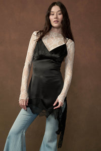 Silken Nights Satin Asymmetrical Mini Slip Dress - ShopPromesa