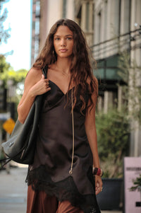 Silken Nights Satin Asymmetrical Mini Slip Dress - ShopPromesa