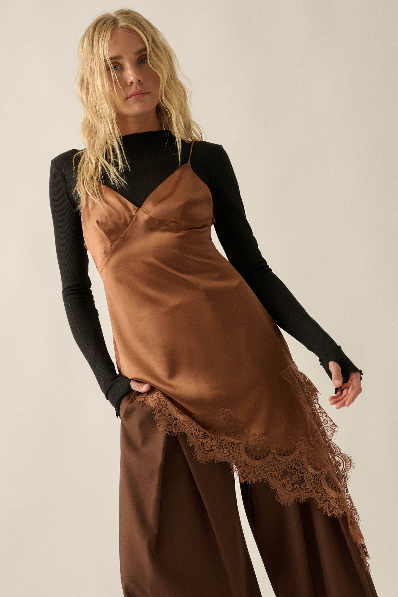 Silken Nights Satin Asymmetrical Mini Slip Dress - ShopPromesa