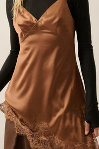 Silken Nights Satin Asymmetrical Mini Slip Dress - ShopPromesa