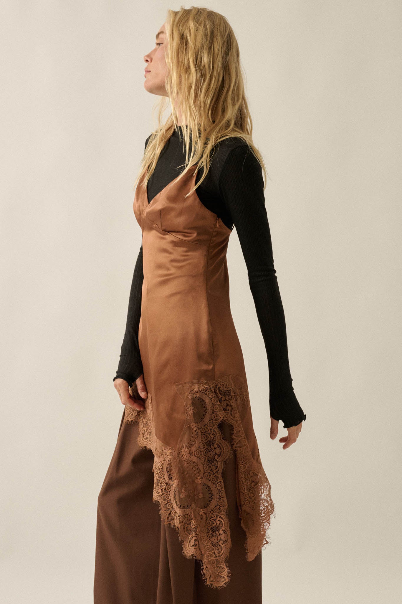 Silken Nights Satin Asymmetrical Mini Slip Dress - ShopPromesa