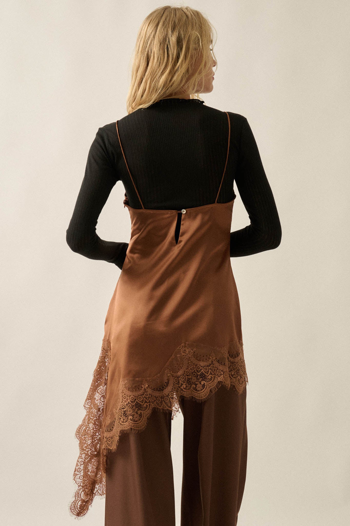 Silken Nights Satin Asymmetrical Mini Slip Dress - ShopPromesa