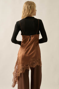 Silken Nights Satin Asymmetrical Mini Slip Dress - ShopPromesa