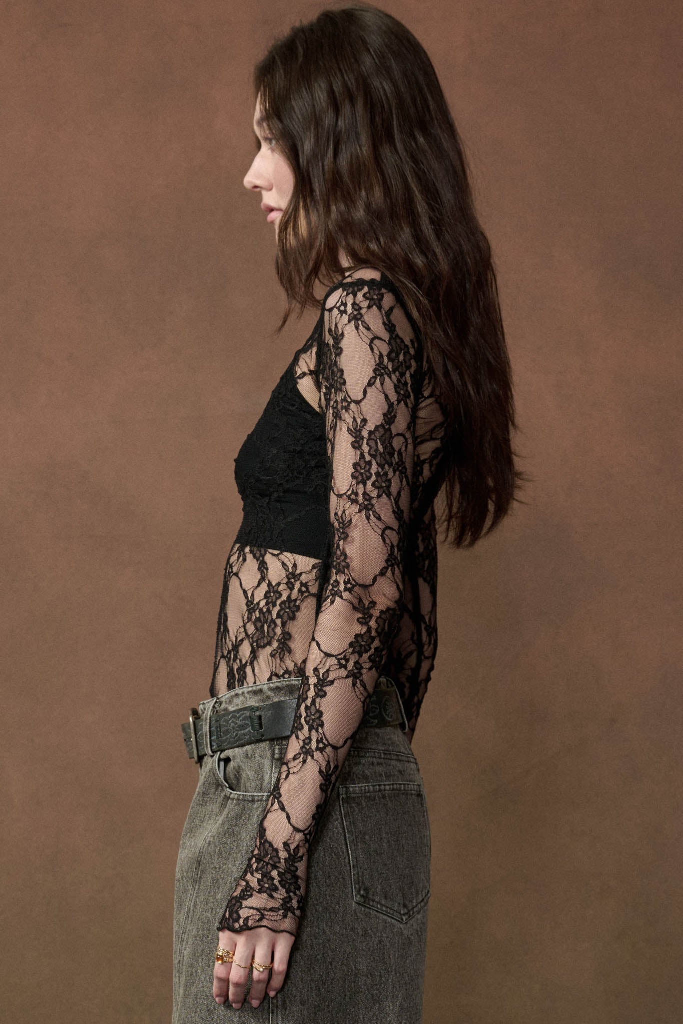 Secret Whisper Sheer Lace Long-Sleeve Layering Top - ShopPromesa