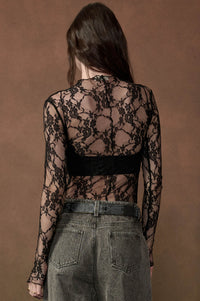 Secret Whisper Sheer Lace Long-Sleeve Layering Top - ShopPromesa