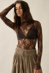 Secret Whisper Sheer Lace Long-Sleeve Layering Top - ShopPromesa