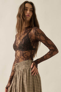 Secret Whisper Sheer Lace Long-Sleeve Layering Top - ShopPromesa