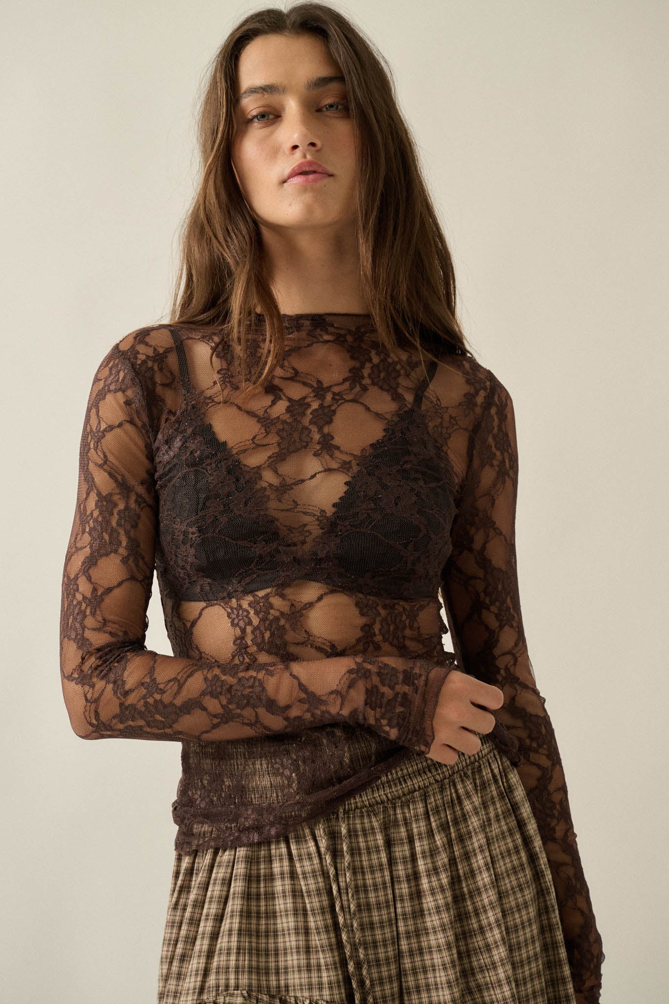 Secret Whisper Sheer Lace Long-Sleeve Layering Top - ShopPromesa