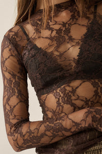 Secret Whisper Sheer Lace Long-Sleeve Layering Top - ShopPromesa