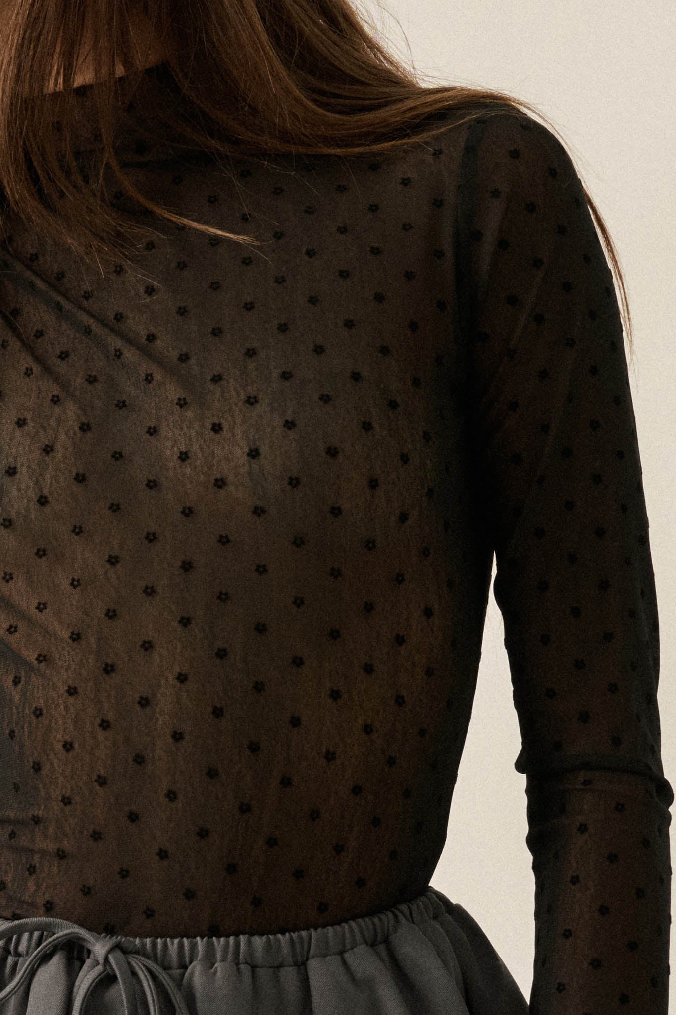 Dainty Daisies Sheer Floral Mesh Thumbhole Top - ShopPromesa