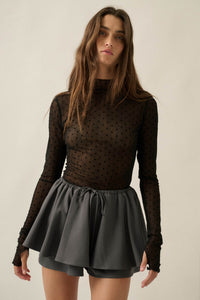 Dainty Daisies Sheer Floral Mesh Thumbhole Top - ShopPromesa