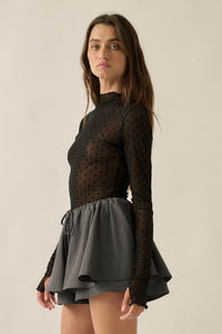 Dainty Daisies Sheer Floral Mesh Thumbhole Top - ShopPromesa