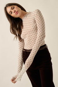 Dainty Daisies Sheer Floral Mesh Thumbhole Top - ShopPromesa