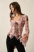 Picture Perfect Floral Mesh Tie-Front Bell-Sleeve Top - ShopPromesa