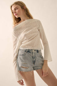 Delicate Petals Sheer Floral Jacquard Boatneck Top - ShopPromesa