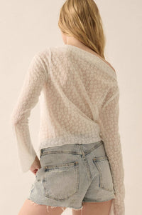 Delicate Petals Sheer Floral Jacquard Boatneck Top - ShopPromesa