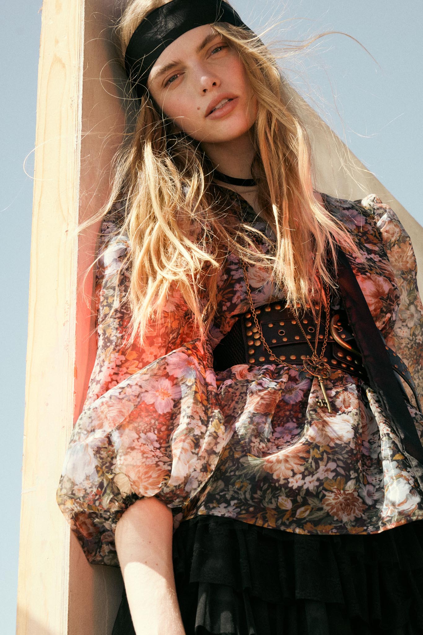 Harvest Blossoms Floral Organza Peplum Peasant Top - ShopPromesa