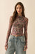 Bed of Roses Floral Mesh Mock-Neck Thumbhole Top - ShopPromesa