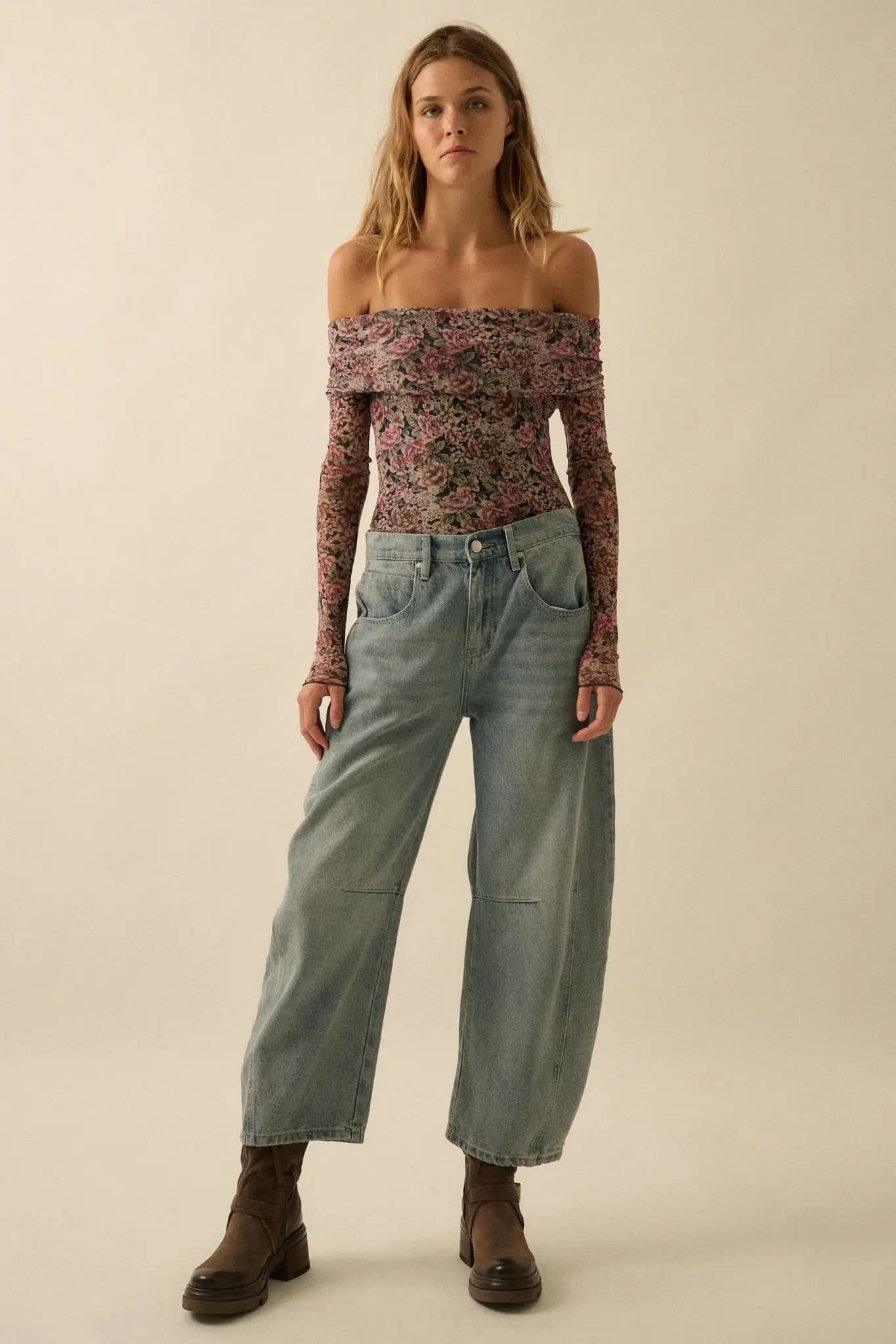 Poetic Petals Floral Mesh Foldover Bodysuit - ShopPromesa