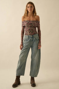 Poetic Petals Floral Mesh Foldover Bodysuit - ShopPromesa