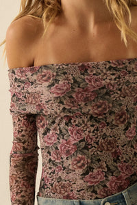 Poetic Petals Floral Mesh Foldover Bodysuit - ShopPromesa