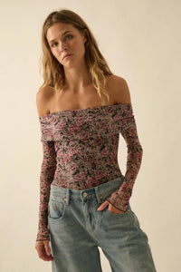 Poetic Petals Floral Mesh Foldover Bodysuit - ShopPromesa