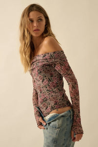 Poetic Petals Floral Mesh Foldover Bodysuit - ShopPromesa