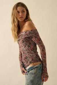 Poetic Petals Floral Mesh Foldover Bodysuit - ShopPromesa