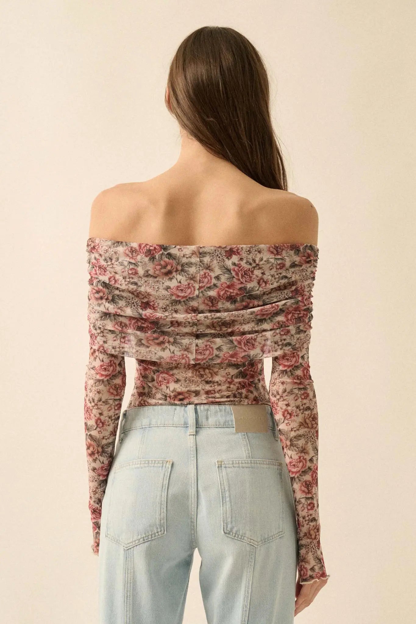 Poetic Petals Floral Mesh Foldover Bodysuit - ShopPromesa